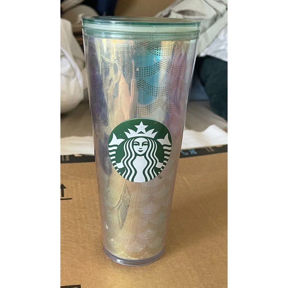 Starbucks 24oz Tumbler Iridescent Siren Mermaid Scales Venti Cold Cup No Straw